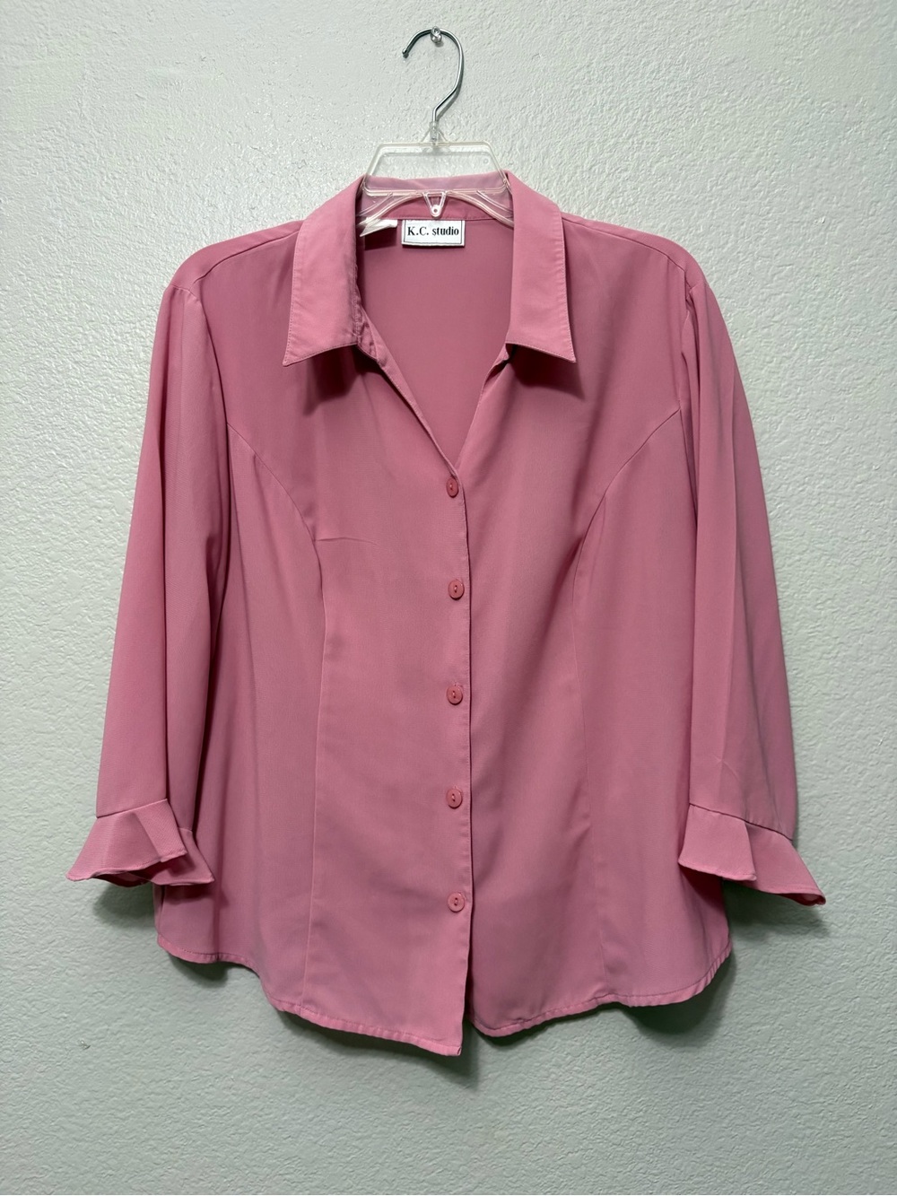Dusty Rose Button-Front Blouse